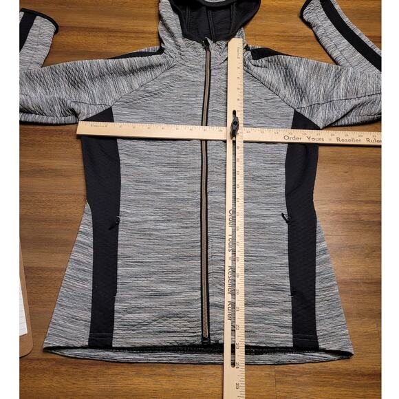 Athleta Snowscape Hooded Jacket XS Grey Space Dye Stretch Zip EUC - Picture 8 of 8